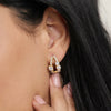 Women's Geometric Pearl Cshaped Stud Earrings In Stainless Steel With Titanium Steel Posts And Vacuum Pvd Gold Plating