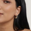 Women's Geometric Pearl Cshaped Stud Earrings In Stainless Steel With Titanium Steel Posts And Vacuum Pvd Gold Plating
