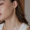 Women's Geometric Pearl Drop Earrings With Multilayer Gradient Long Tassels Stainless Steel And Titanium Steel Posts With Pvd Gold Plating