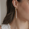Women's Geometric Pearl Drop Earrings With Multilayer Gradient Long Tassels Stainless Steel And Titanium Steel Posts With Pvd Gold Plating