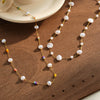 Women's Geometric Pearl Embellished Gold Plated Stainless Steel Necklace With Regular Chain