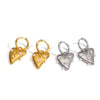Women's Geometric Pearl Heart Shaped Stainless Steel Hoop Earrings With Pvd Real Gold Plated Finish And Unique Niche Style Design