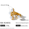 Women's Geometric Pearl Ring In 18K Gold Plated Stainless Steel With Adjustable Open Design And Light Luxury Style