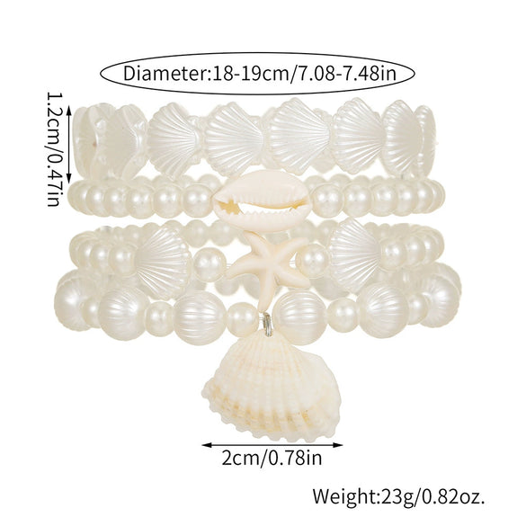 Women's Geometric Pearl Starfish Shell Bracelet