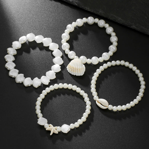 Women's Geometric Pearl Starfish Shell Bracelet