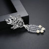 Women's Geometric Pearl Tassel Brooch With Zircon Microinlay Electroplated Copper Jewelry Accessory