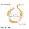 Women's Geometric Pearlinlaid Stainless Steel Bracelet With 18K Vacuum Plating Simple Light Luxury Fashion Jewelry