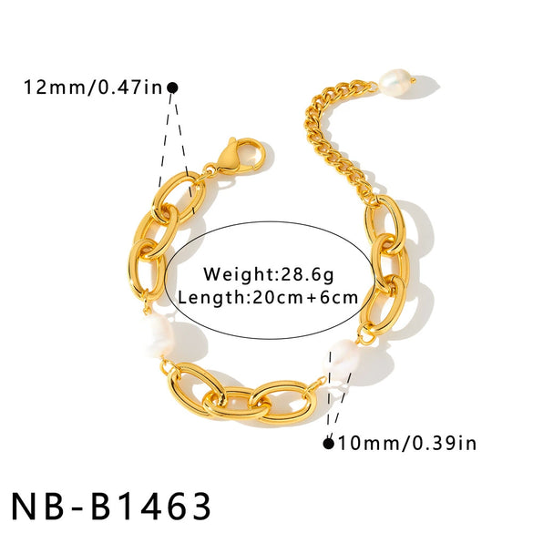 Women's Geometric Pearlinlaid Stainless Steel Bracelet With 18K Vacuum Plating Simple Light Luxury Fashion Jewelry