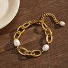 Women's Geometric Pearlinlaid Stainless Steel Bracelet With 18K Vacuum Plating Simple Light Luxury Fashion Jewelry