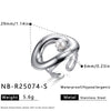 Women's Geometric Pearlset Stainless Steel Ring With Goldtone Plated Finish And Adjustable Open Band