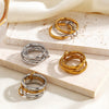 Women’s Geometric Plain Stainless Steel Ring With Electroplated Finish In Trendy Fashion Style