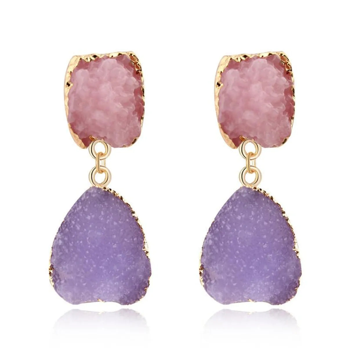 Womens Geometric Plastic  Imitation Natural Stone Resin Earrings Go190430120115