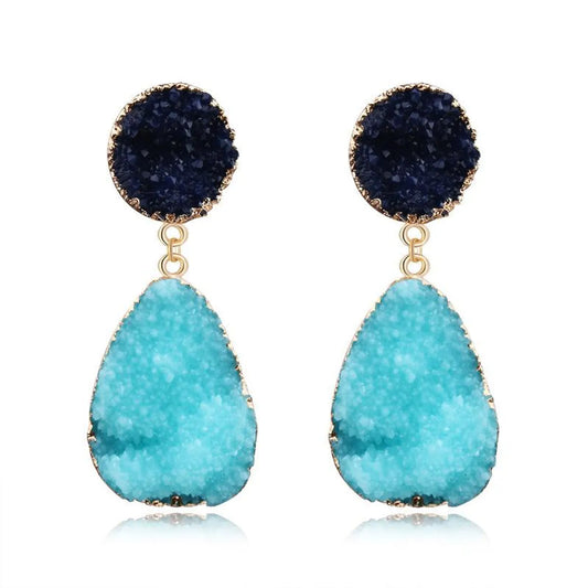 Womens Geometric Plastic Natural Stone  Resin Earrings Go190430120125