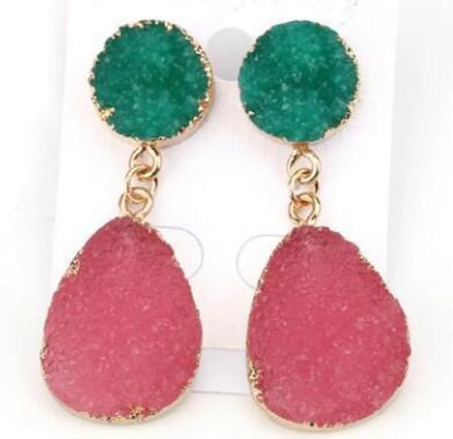 Womens Geometric Plastic Natural Stone  Resin Earrings Go190430120125