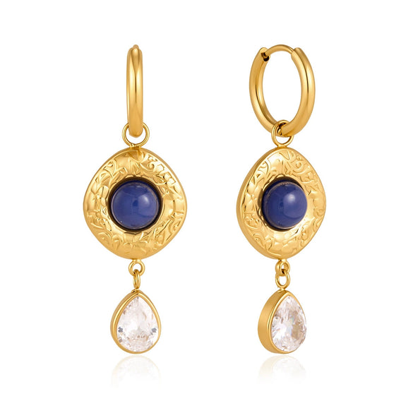 Women's Geometric Plated Stainless Steel Earrings With Sparkling Diamond Detail Sophisticated Elegant Jewelry
