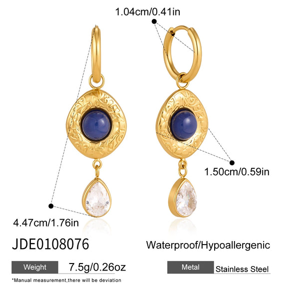 Women's Geometric Plated Stainless Steel Earrings With Sparkling Diamond Detail Sophisticated Elegant Jewelry