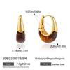 Women's Geometric Plated Stainless Steel Hoop Earrings With Elegant Sparkling Stone Detail