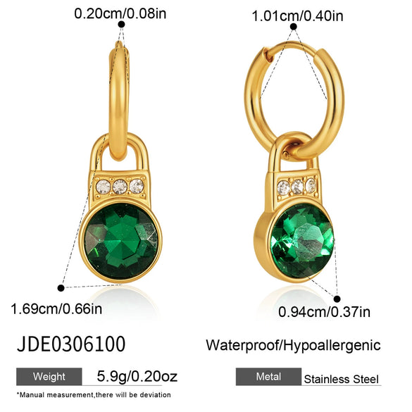 Women's Geometric Plated Stainless Steel Necklace And Earrings Set With Titanium Steel Pendant And Rhinestone Detail
