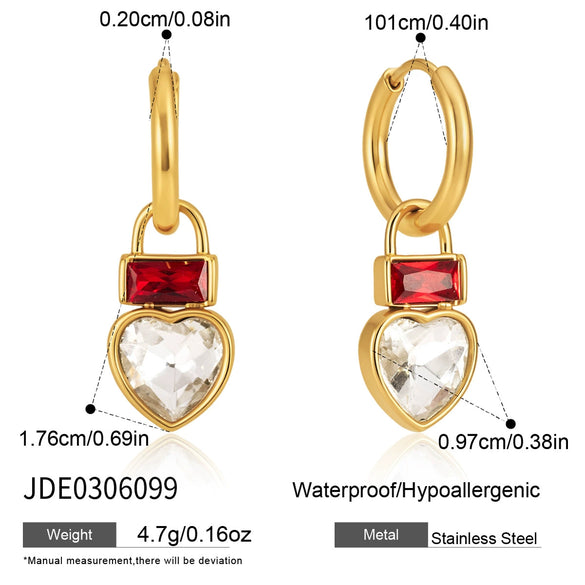 Women's Geometric Plated Stainless Steel Necklace And Earrings Set With Titanium Steel Pendant And Rhinestone Detail