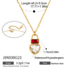 Women's Geometric Plated Stainless Steel Necklace And Earrings Set With Titanium Steel Pendant And Rhinestone Detail