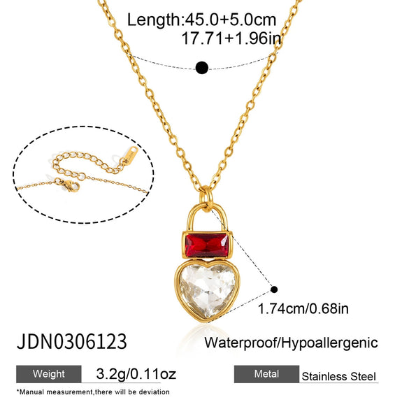 Women's Geometric Plated Stainless Steel Necklace And Earrings Set With Titanium Steel Pendant And Rhinestone Detail