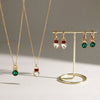 Women's Geometric Plated Stainless Steel Necklace And Earrings Set With Titanium Steel Pendant And Rhinestone Detail