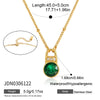 Women's Geometric Plated Stainless Steel Necklace And Earrings Set With Titanium Steel Pendant And Rhinestone Detail
