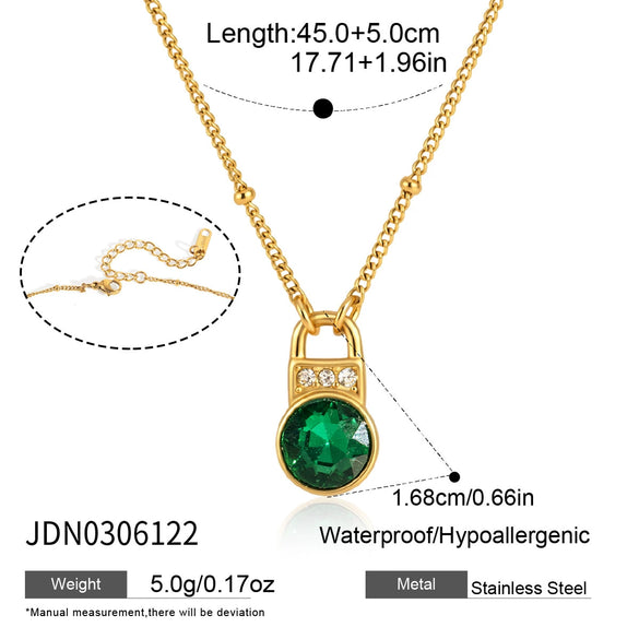 Women's Geometric Plated Stainless Steel Necklace And Earrings Set With Titanium Steel Pendant And Rhinestone Detail