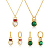 Women's Geometric Plated Stainless Steel Necklace And Earrings Set With Titanium Steel Pendant And Rhinestone Detail