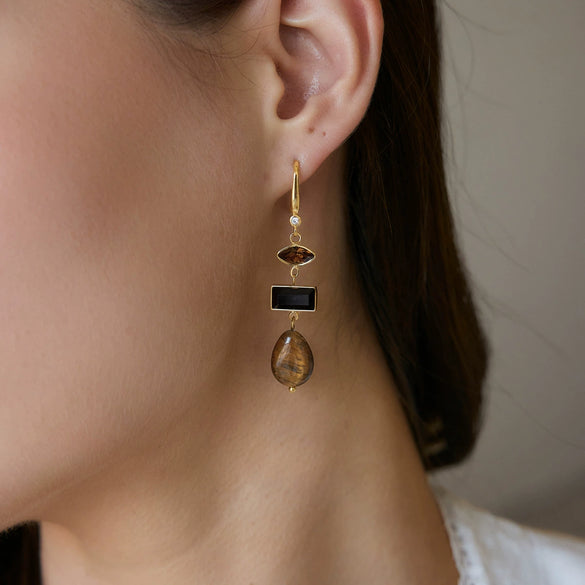 Women's Geometric Plated Stainless Steel Stud Earrings Elegant Sparkling Jewelry For Pierced Ears