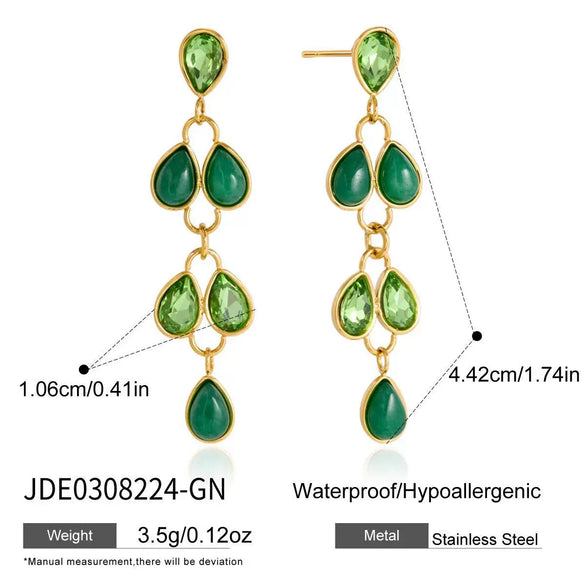 Women's Geometric Plated Stainless Steel Tassel Earrings Elegant Sparkling Statement Jewelry For Wholesale