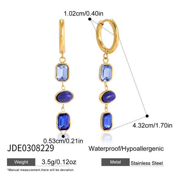 Women's Geometric Plated Stainless Steel Tassel Earrings Elegant Sparkling Statement Jewelry For Wholesale