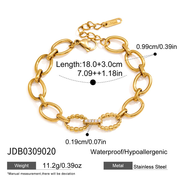 Women's Geometric Plated Stainless Steel Zircon Bracelet Hypoallergenic Fashion Jewelry