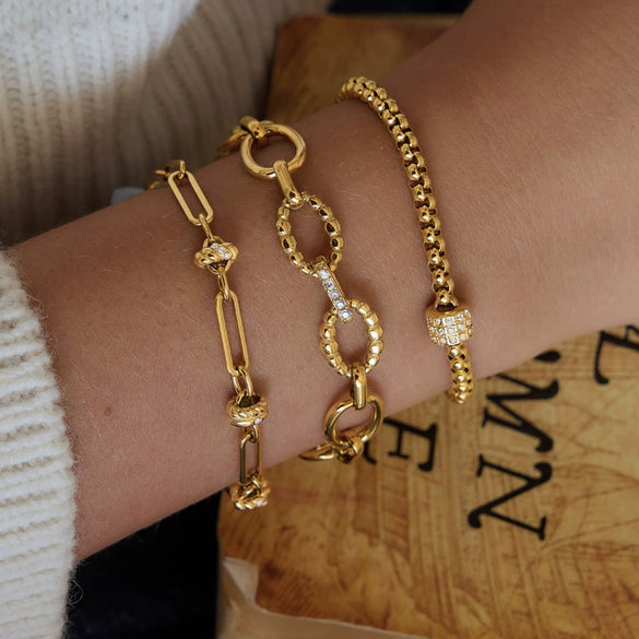Women's Geometric Plated Stainless Steel Zircon Bracelet Hypoallergenic Fashion Jewelry