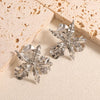 Women's Geometric Pleated Flower Earrings Electroplated Iron Floral Jewelry With Stainless Steel Posts Elegant Fashion Ear Accessories