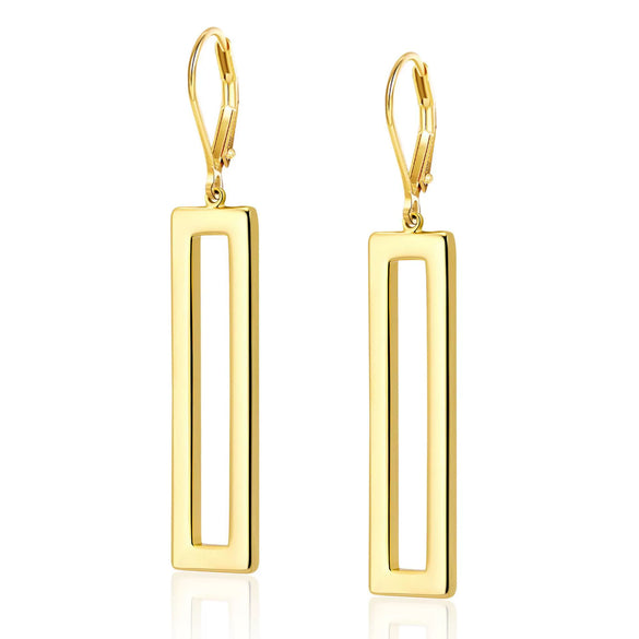 Women's Geometric Rectangular Alloy Pendant Earrings With Copper Posts Simple Fashion Electroplated Gold Tone Earrings