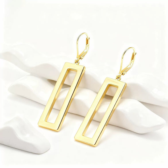 Women's Geometric Rectangular Paperclip Stud Earrings Copper With Stainless Steel Posts Electroplated Fashion Jewelry