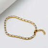 Women's Geometric Rectangular Zirconstudded Stainless Steel Bracelet With Electroplated Finish And Slim Elegant Design