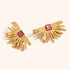 Women's Geometric Red Agate Fan Earrings In Gold Plated Stainless Steel With An Irregular Statement Design