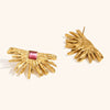 Women's Geometric Red Agate Fan Earrings In Gold Plated Stainless Steel With An Irregular Statement Design