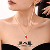 Women's Geometric Red Sock Oil Drip Zircon Pendant Necklace Gold Plated Stainless Steel Light Luxury Jewelry