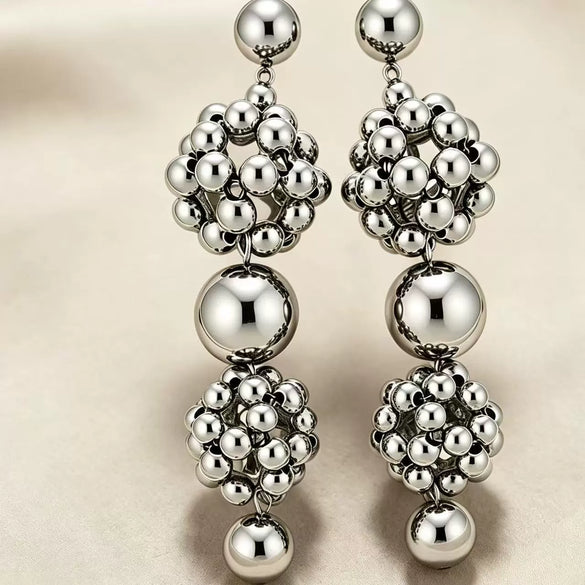 Women's Geometric Resin Ball Stud Earrings With Steel Posts Handmade Light Luxury Statement Jewelry