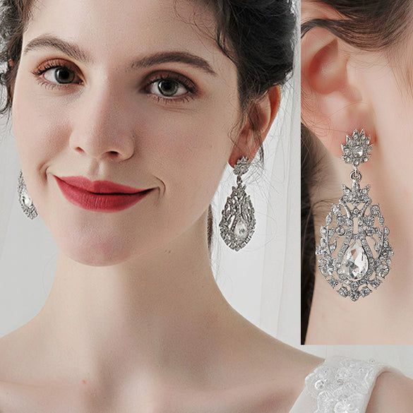 Women's Geometric Rhinestone Alloy Earrings Vintage Fashion Statement Jewelry For Everyday Wear And Bridal Occasions