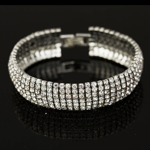 Women's Geometric Rhinestone Bracelet With Electroplated Diamond Style Classic Bridal Stage Jewelry
