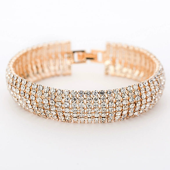 Women's Geometric Rhinestone Bracelet With Electroplated Diamond Style Classic Bridal Stage Jewelry