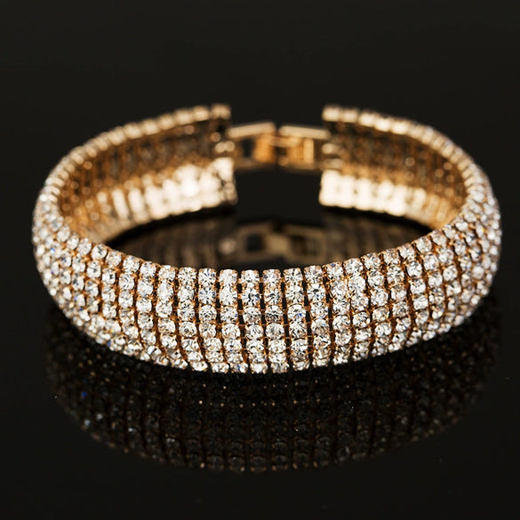 Women's Geometric Rhinestone Bracelet With Electroplated Diamond Style Classic Bridal Stage Jewelry