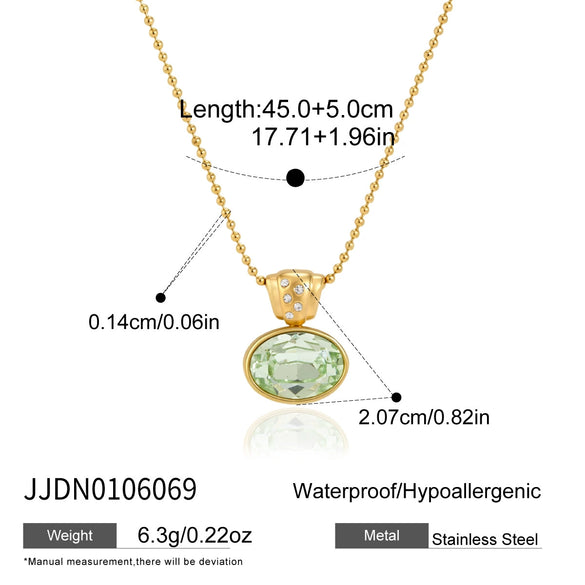 Women's Geometric Rhinestone Crystal Pendant Necklace In Stainless Steel With Vacuum Gold Plating And Lobster Clasp