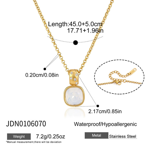 Women's Geometric Rhinestone Crystal Pendant Necklace In Stainless Steel With Vacuum Gold Plating And Lobster Clasp
