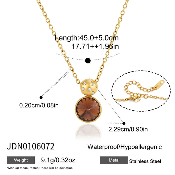 Women's Geometric Rhinestone Crystal Pendant Necklace In Stainless Steel With Vacuum Gold Plating And Lobster Clasp
