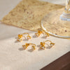 Women's Geometric Rhinestone Drop Earrings In Stainless Steel With Gold Tone Vacuum Plated Finish